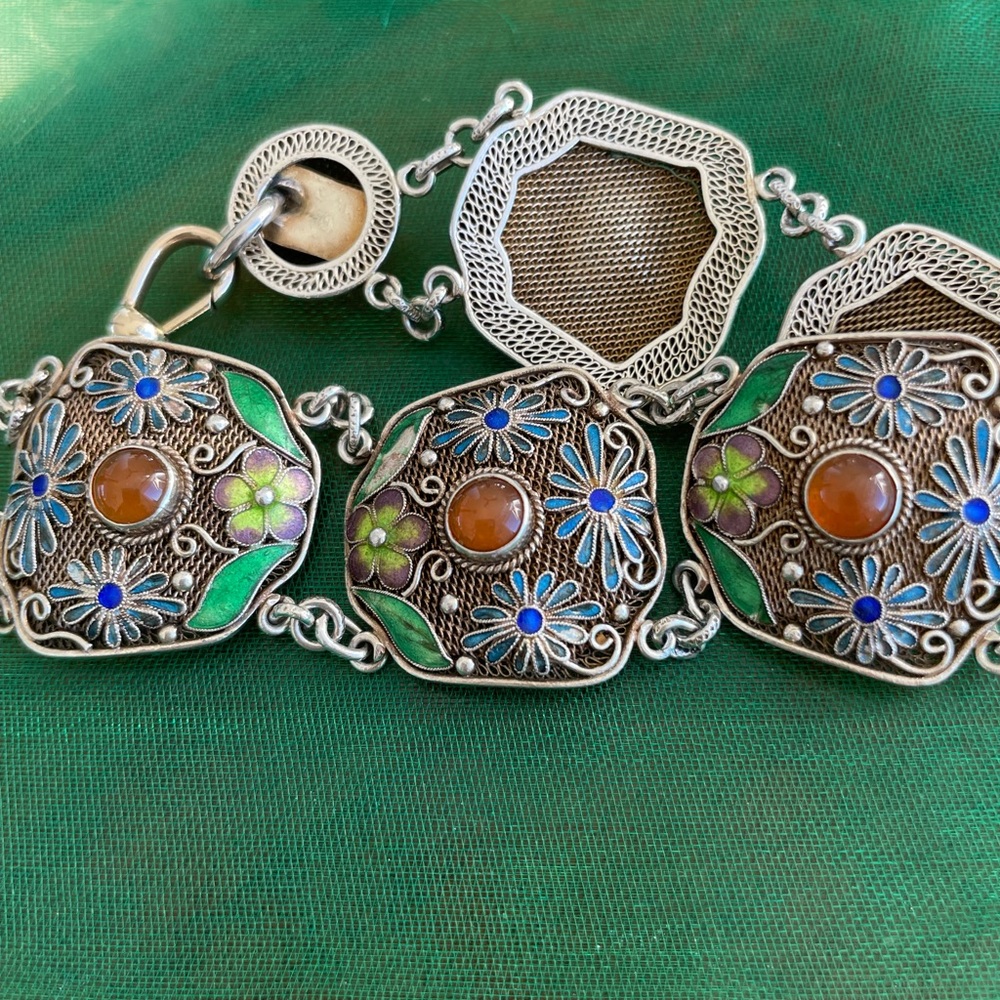 Rare Vintage circa 1920-1940 Chinese Export Sterling Silver Bracelet